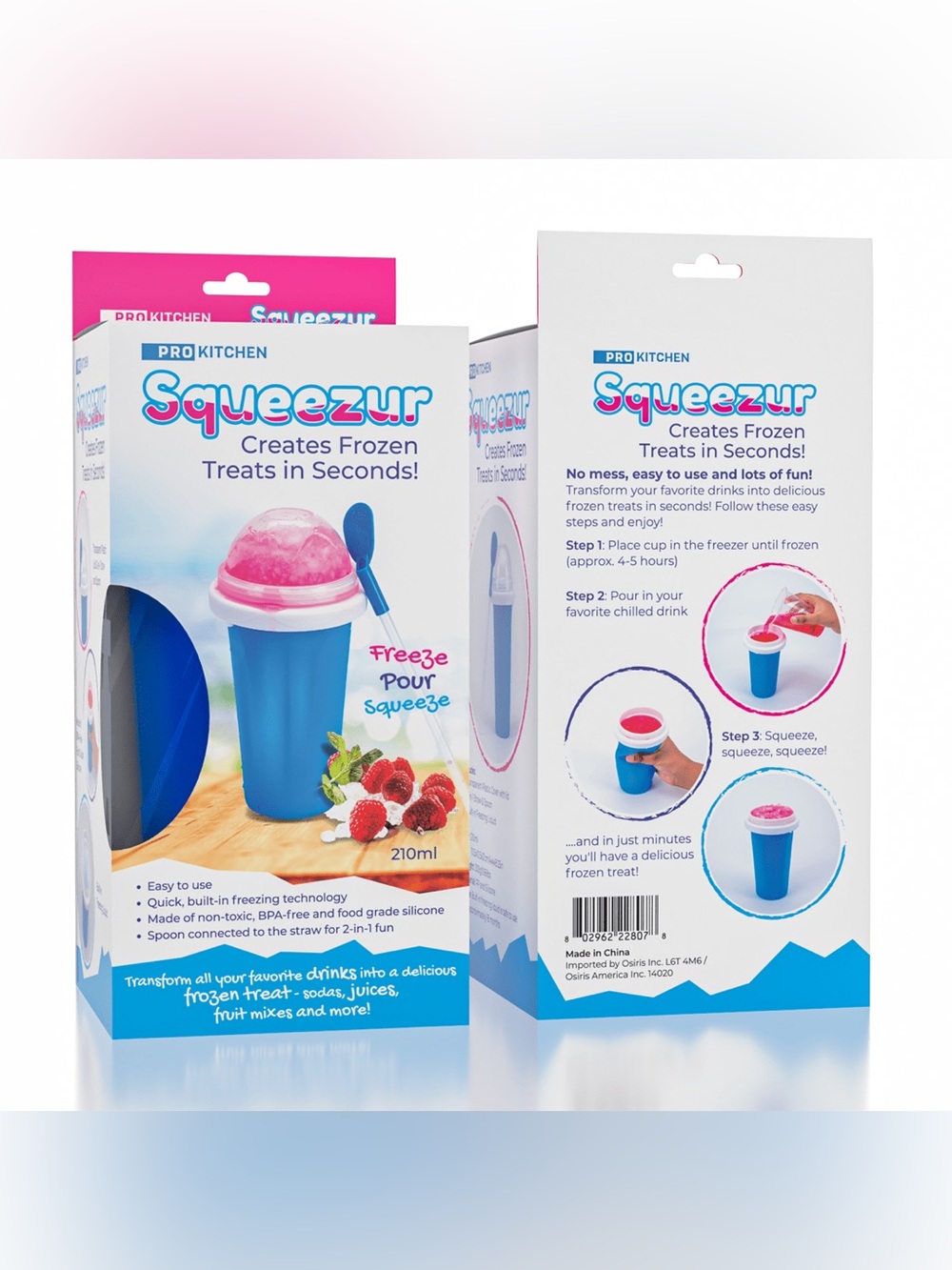 ProKitchen SQUEEZur Instant Slushie Maker Cup Includes Straw & Spoon